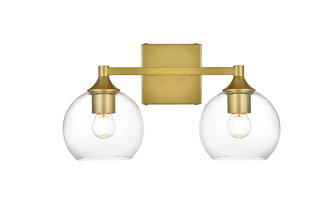 2 Light Brass And Clear Bath Sconce by Living District