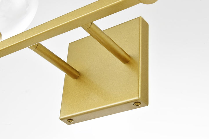 2 Light Brass And Clear Bath Sconce