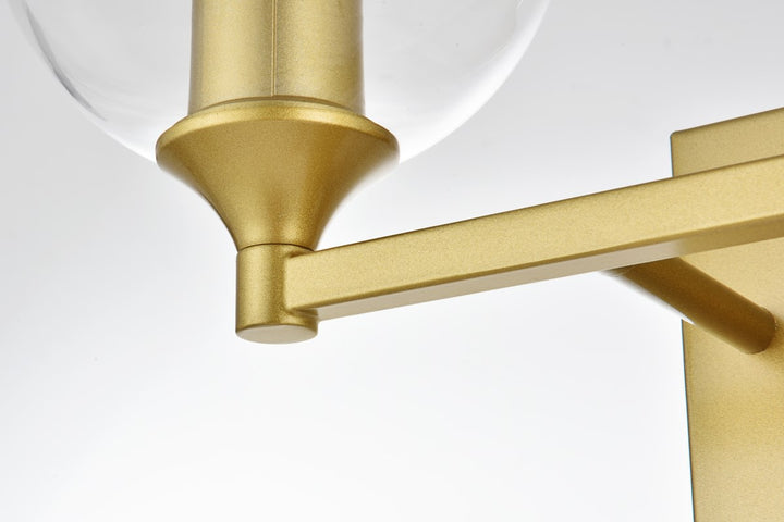 2 Light Brass And Clear Bath Sconce