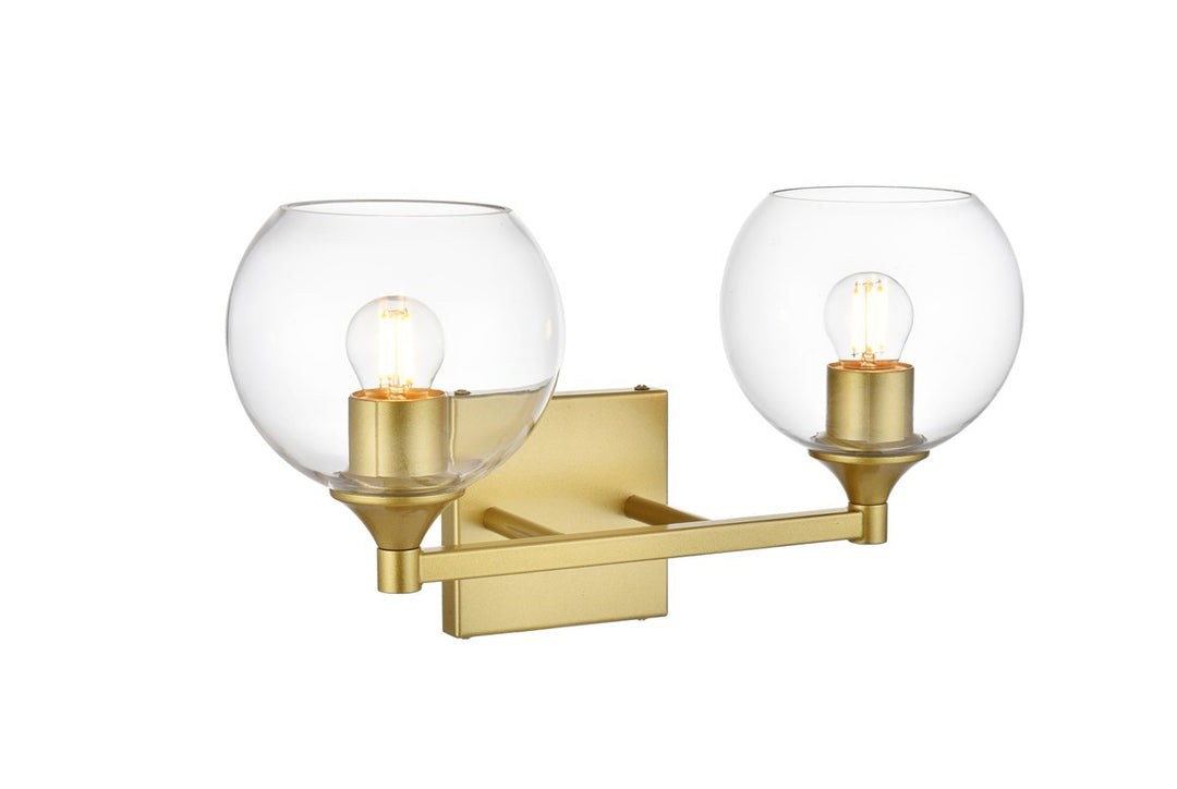 2 Light Brass And Clear Bath Sconce