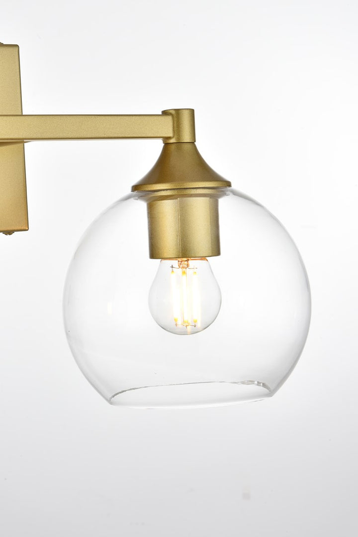 2 Light Brass And Clear Bath Sconce
