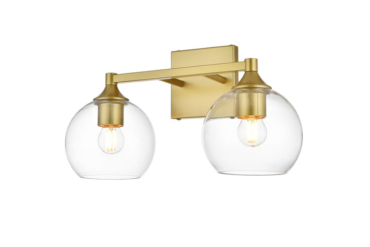 2 Light Brass And Clear Bath Sconce