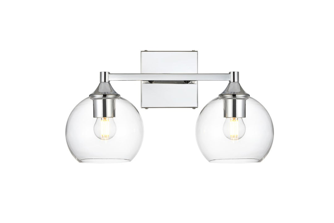 2 Light Chrome And Clear Bath Sconce by Living District