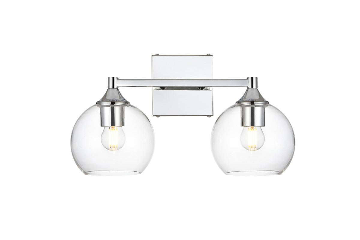 2 Light Chrome And Clear Bath Sconce by Living District