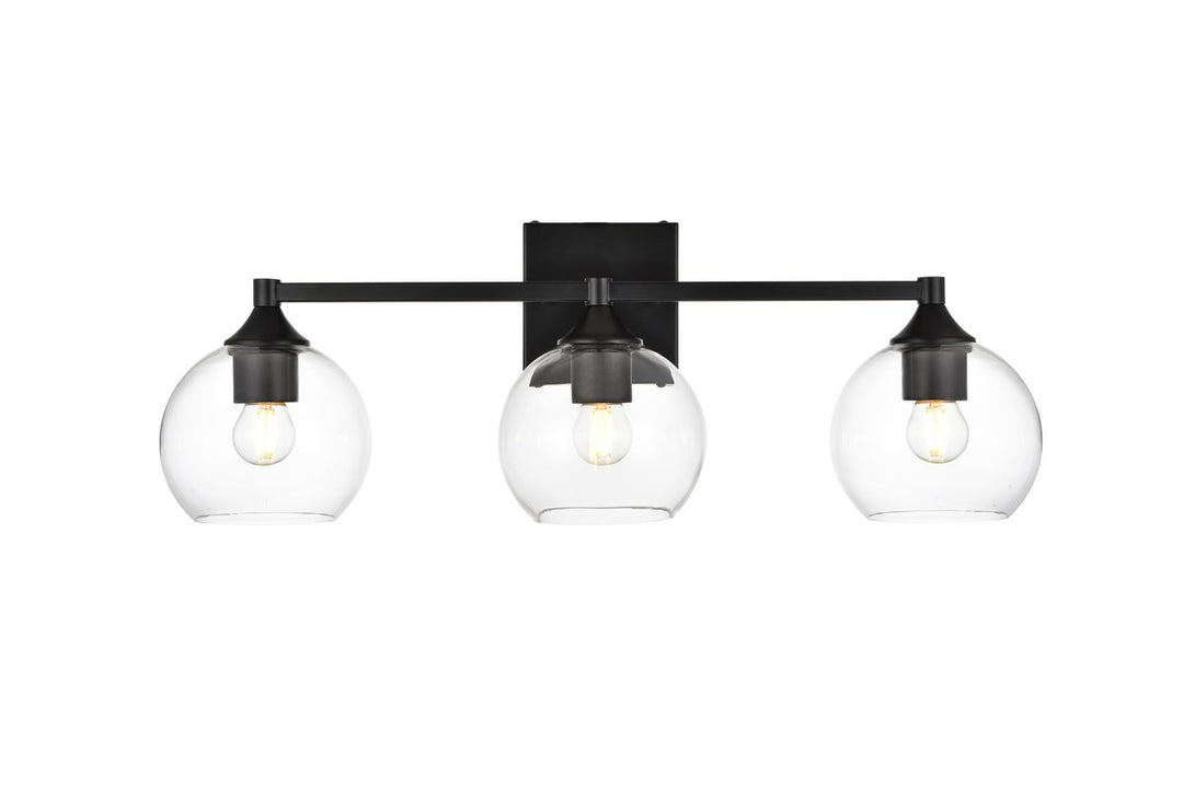 3 Light Black And Clear Bath Sconce by Living District