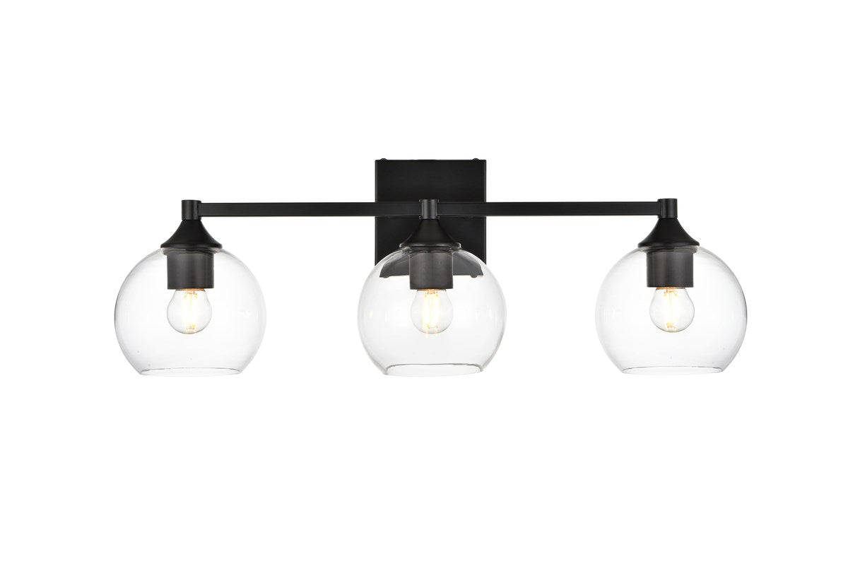 3 Light Black And Clear Bath Sconce by Living District