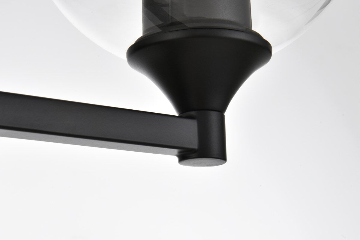 3 Light Black And Clear Bath Sconce