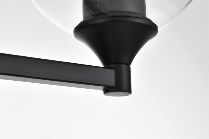 3 Light Black And Clear Bath Sconce