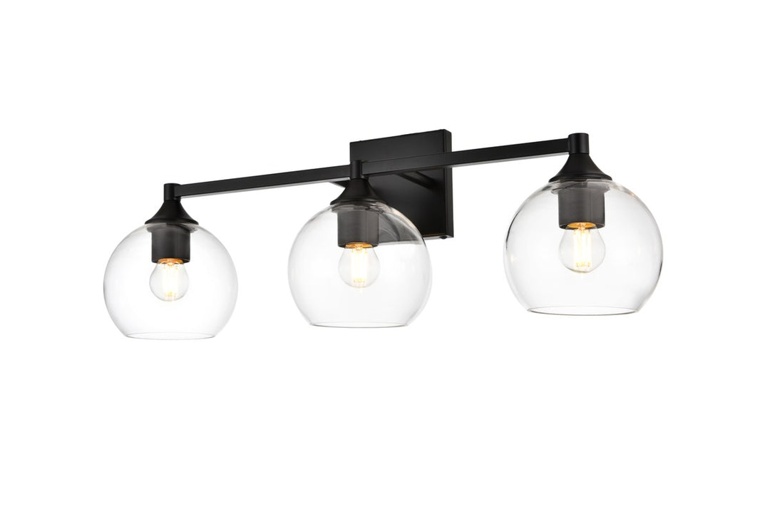 3 Light Black And Clear Bath Sconce