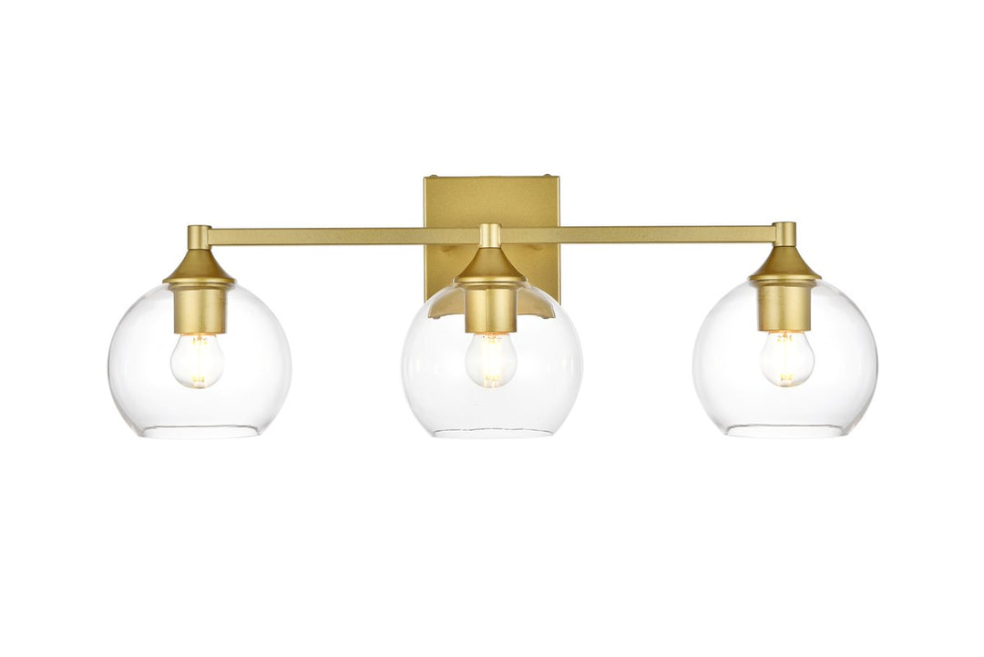3 Light Brass And Clear Bath Sconce by Living District