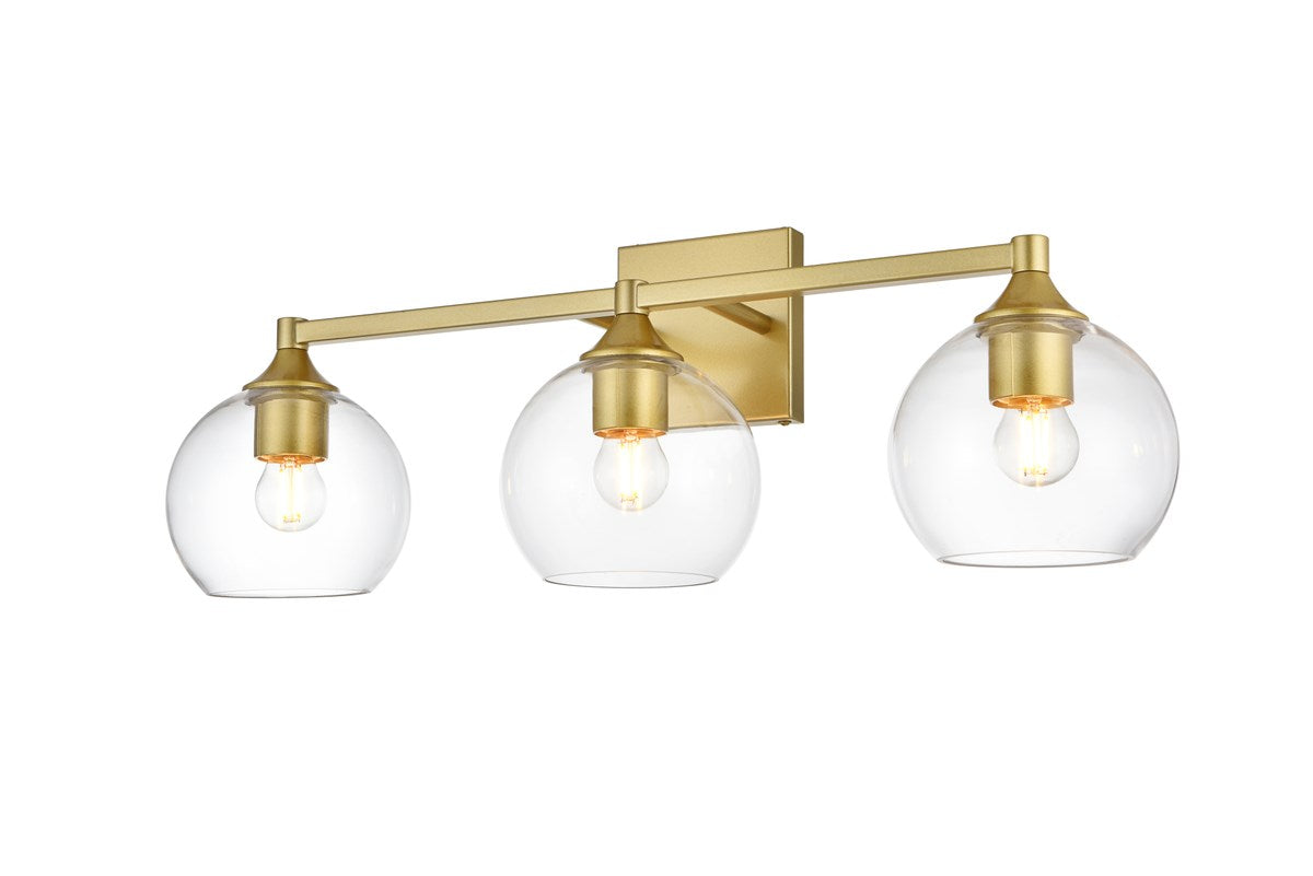 3 Light Brass And Clear Bath Sconce