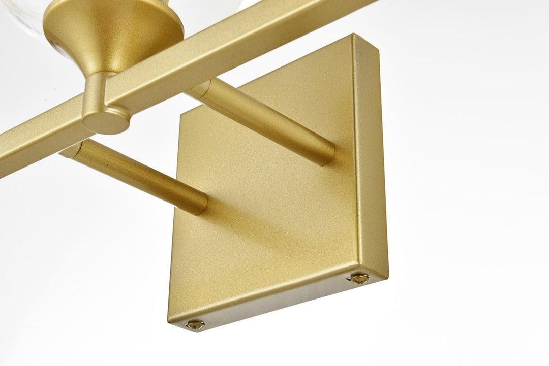 3 Light Brass And Clear Bath Sconce