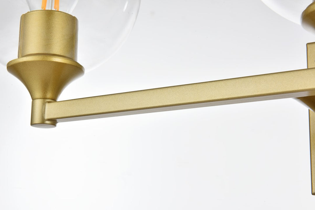 3 Light Brass And Clear Bath Sconce