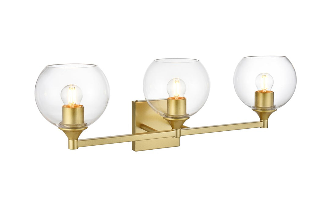 3 Light Brass And Clear Bath Sconce