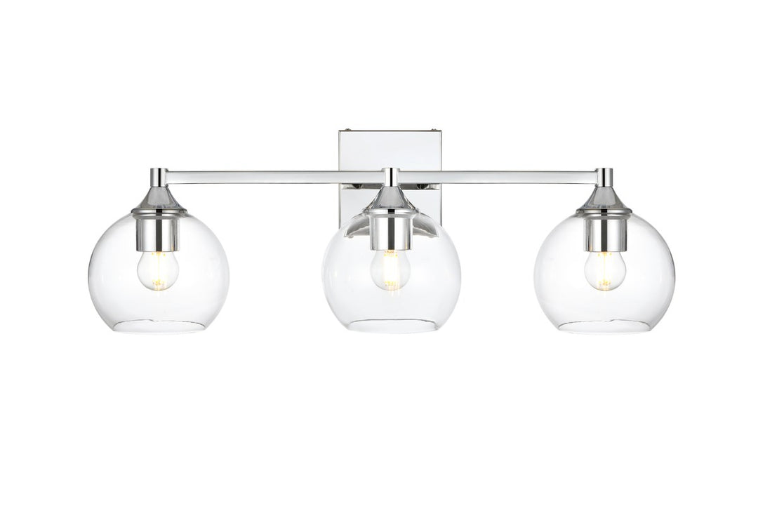 3 Light Chrome And Clear Bath Sconce by Living District