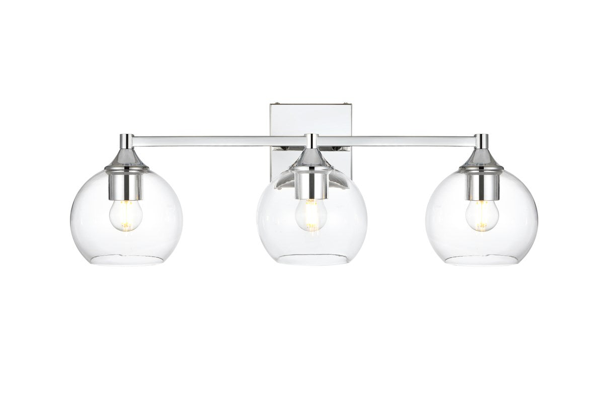 3 Light Chrome And Clear Bath Sconce by Living District
