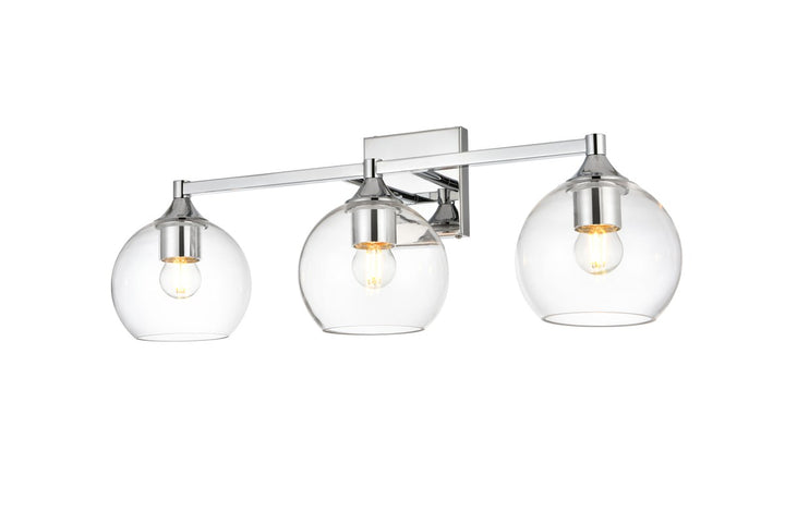 3 Light Chrome And Clear Bath Sconce