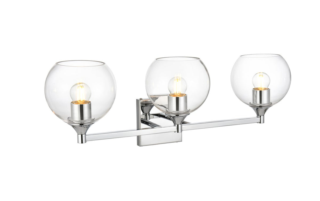 3 Light Chrome And Clear Bath Sconce