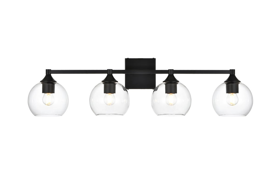 4 Light Black And Clear Bath Sconce by Living District