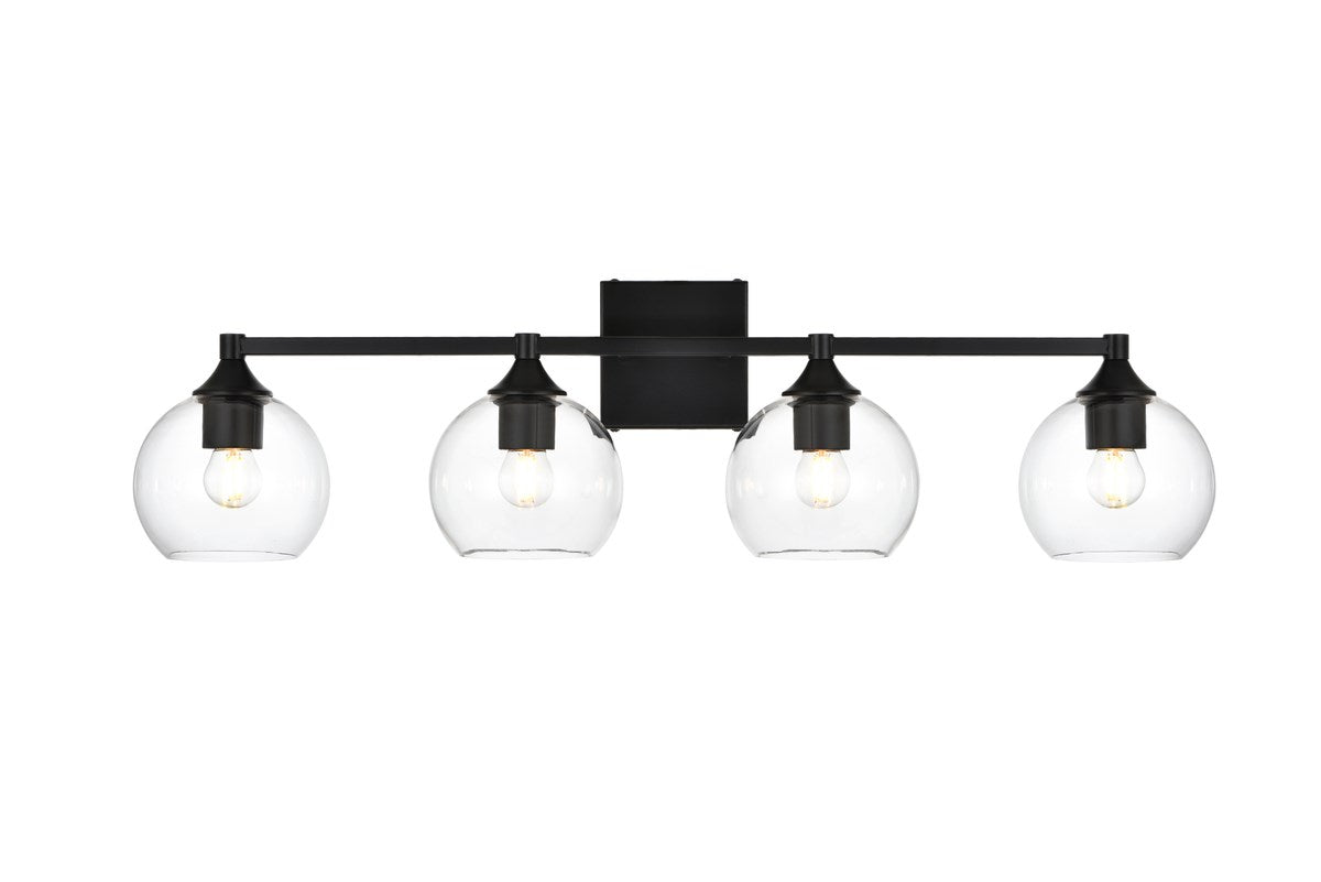 4 Light Black And Clear Bath Sconce by Living District