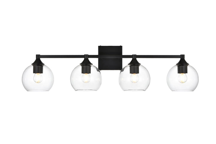4 Light Black And Clear Bath Sconce by Living District