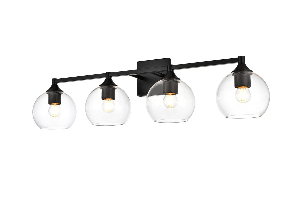 4 Light Black And Clear Bath Sconce