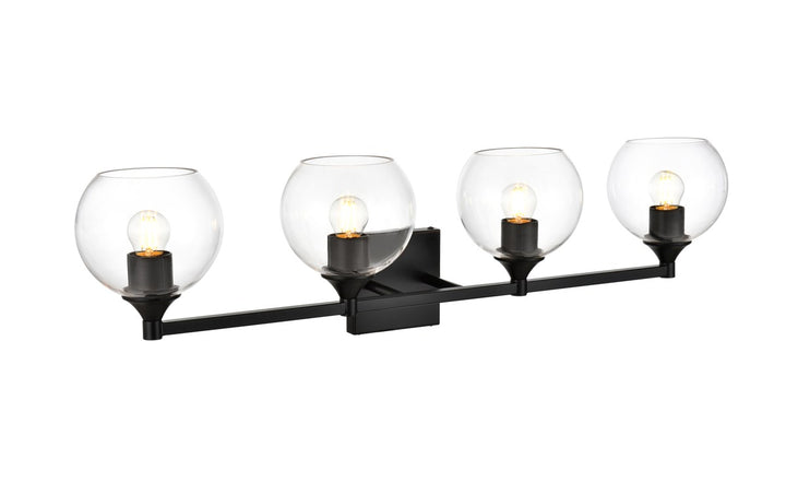 4 Light Black And Clear Bath Sconce