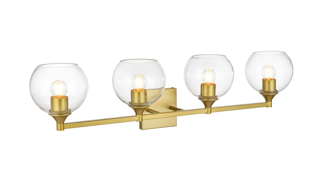 4 Light Brass And Clear Bath Sconce