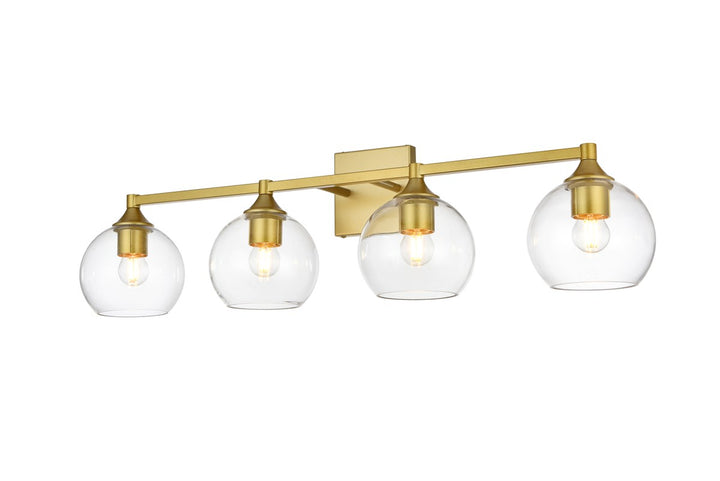 4 Light Brass And Clear Bath Sconce