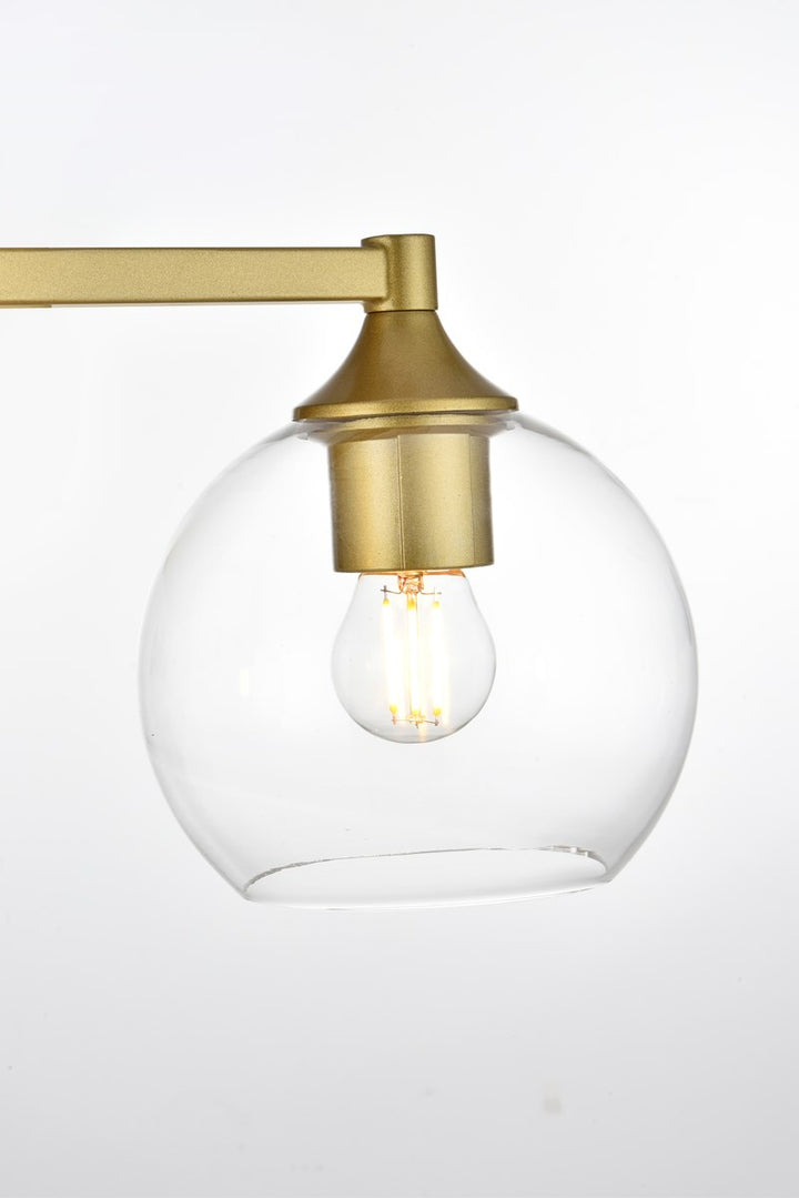 4 Light Brass And Clear Bath Sconce