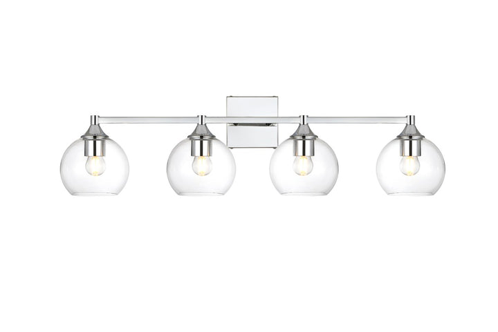 4 Light Chrome And Clear Bath Sconce by Living District