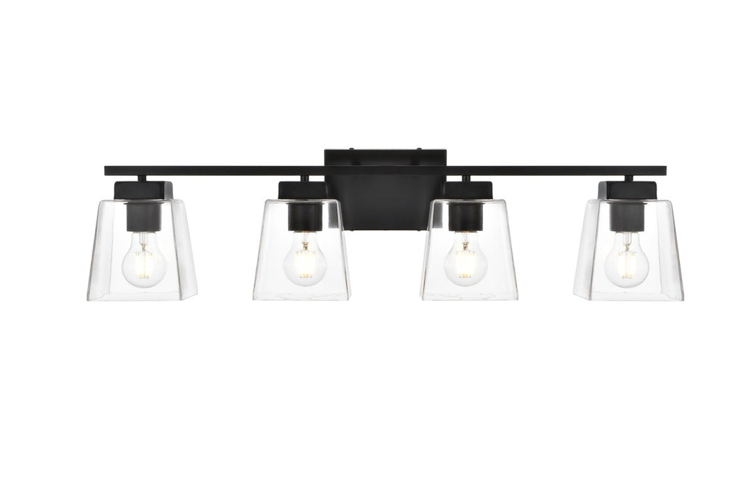 4 Light Black And Clear Bath Sconce by Living District