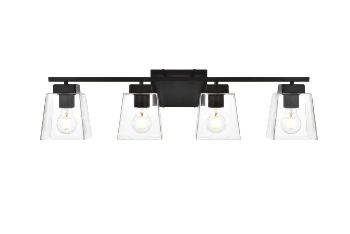 4 Light Black And Clear Bath Sconce by Living District