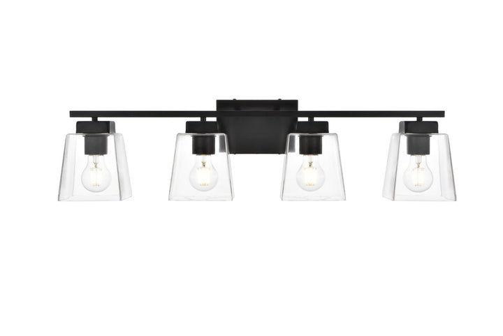 4 Light Black And Clear Bath Sconce by Living District
