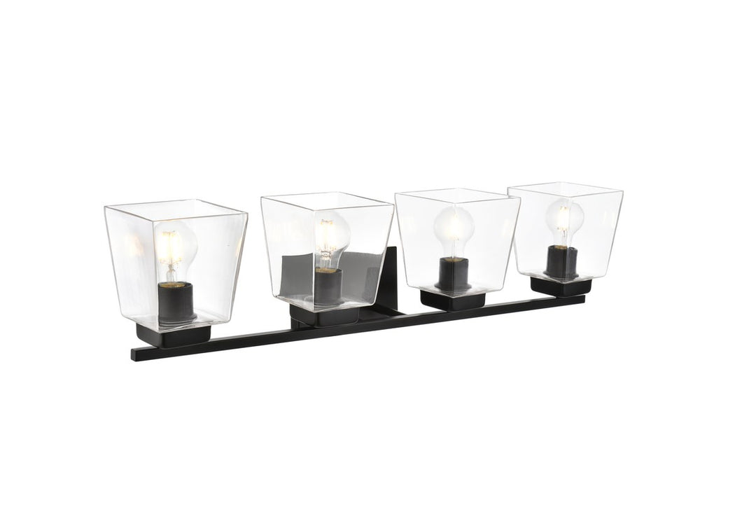 4 Light Black And Clear Bath Sconce