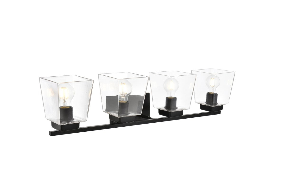 4 Light Black And Clear Bath Sconce