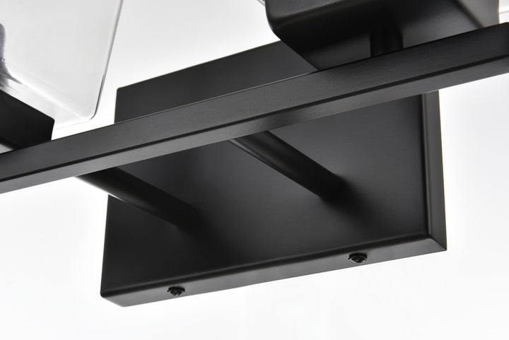4 Light Black And Clear Bath Sconce
