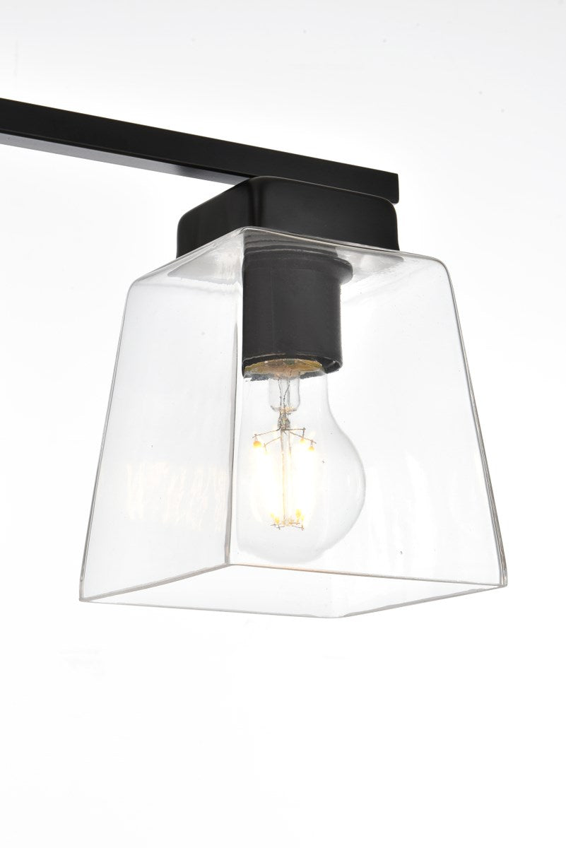 4 Light Black And Clear Bath Sconce