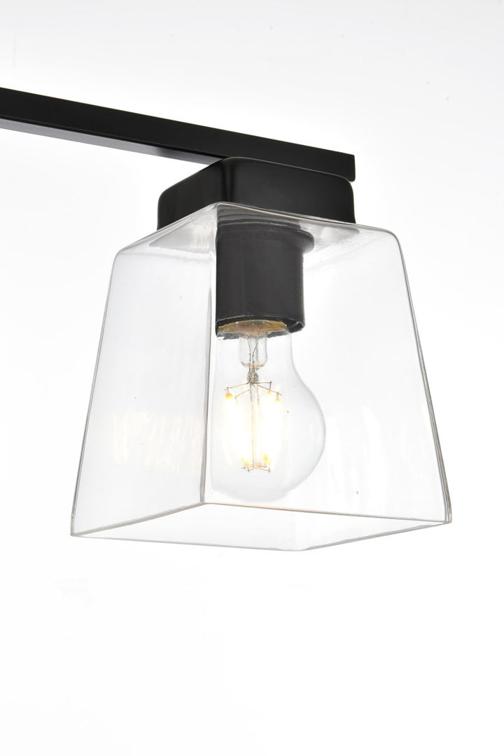 4 Light Black And Clear Bath Sconce