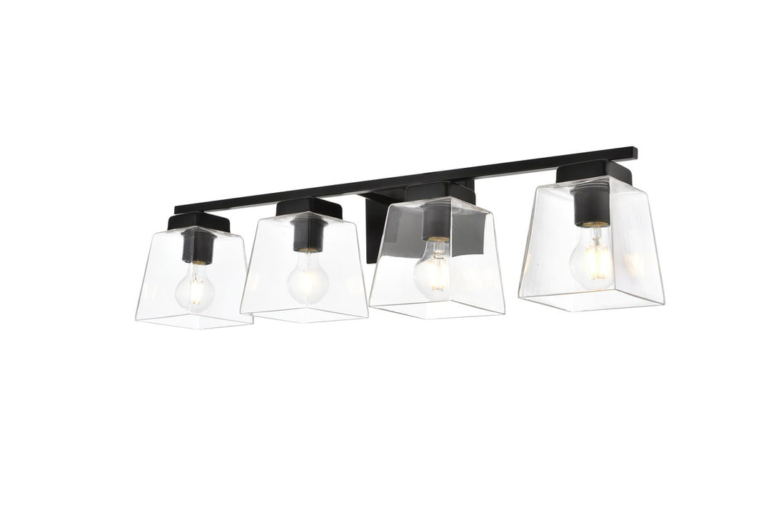 4 Light Black And Clear Bath Sconce
