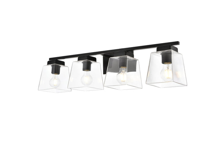 4 Light Black And Clear Bath Sconce