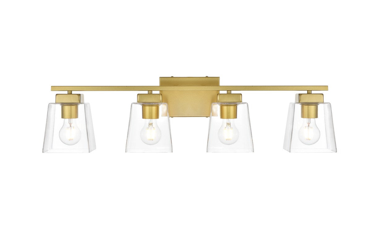 4 Light Brass And Clear Bath Sconce by Living District