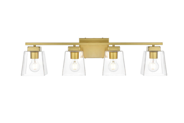 4 Light Brass And Clear Bath Sconce by Living District