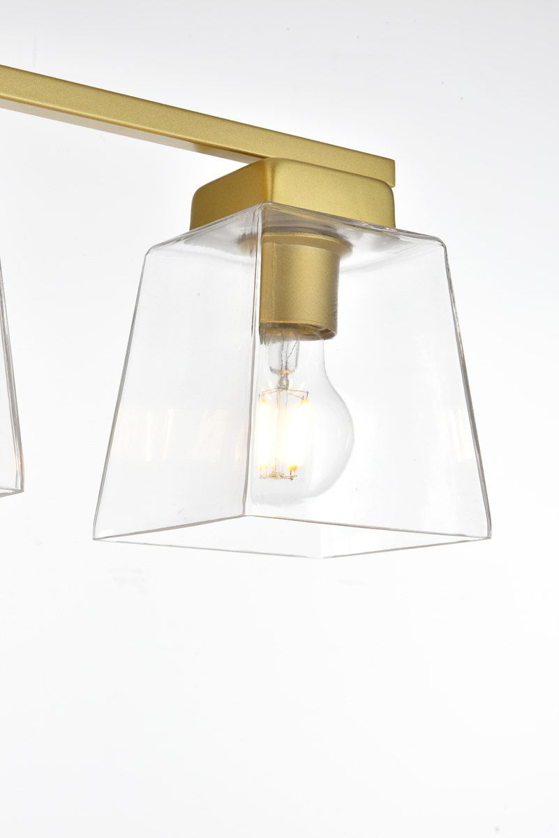 4 Light Brass And Clear Bath Sconce