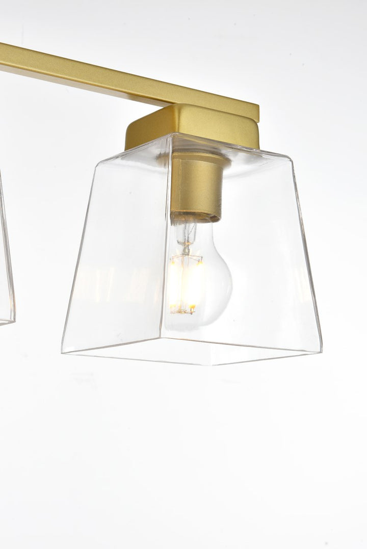 4 Light Brass And Clear Bath Sconce