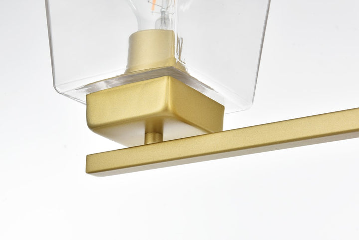 4 Light Brass And Clear Bath Sconce