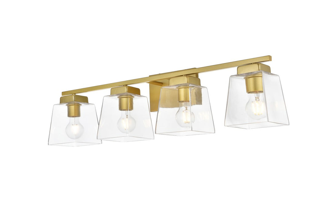 4 Light Brass And Clear Bath Sconce