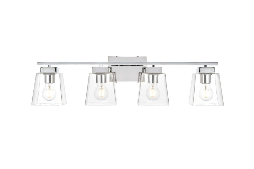 4 Light Chrome And Clear Bath Sconce by Living District