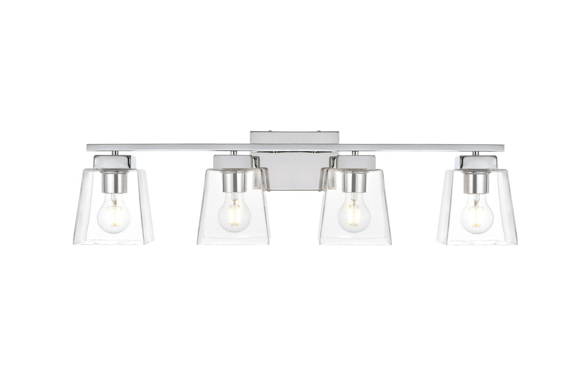 4 Light Chrome And Clear Bath Sconce by Living District