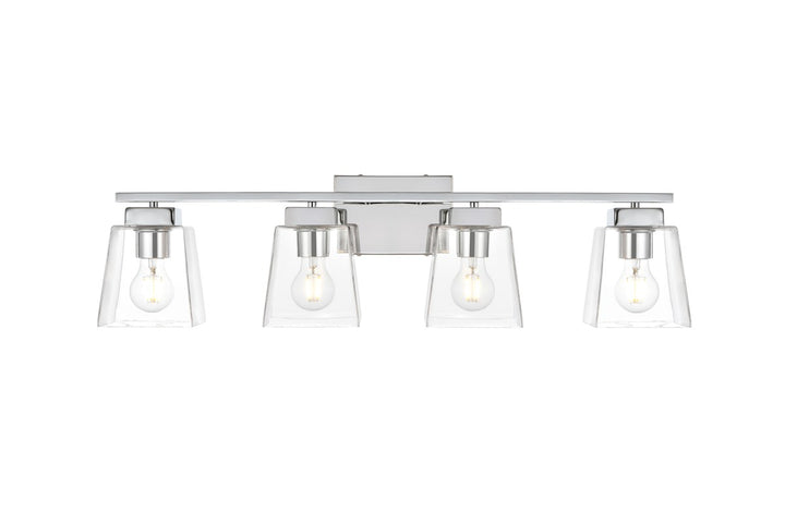 4 Light Chrome And Clear Bath Sconce by Living District